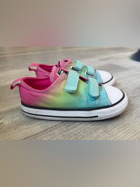 Converse Kids Rainbow Canvas Sneakers in Pink, Teal and Yellow